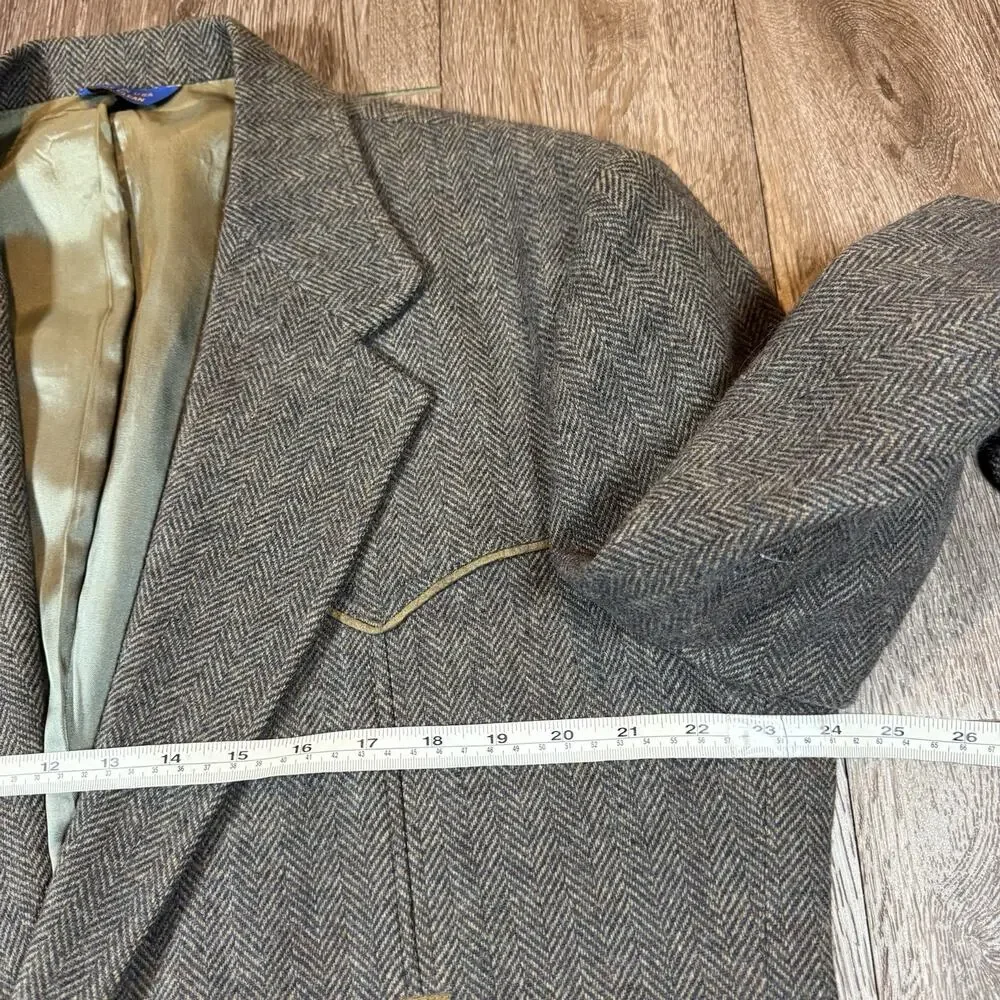 Pendleton Blazer Mens 46 Gray Herringbone Tweed Western Sport Coat